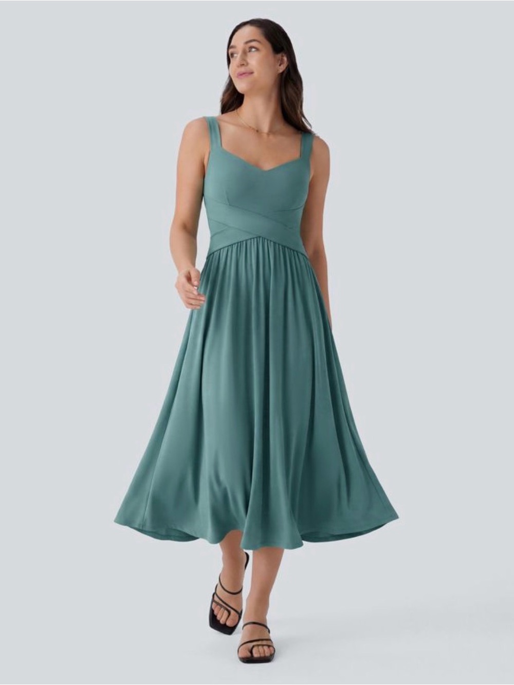 Teal Sleeveless Midi Dress - Elegant Women's Dress